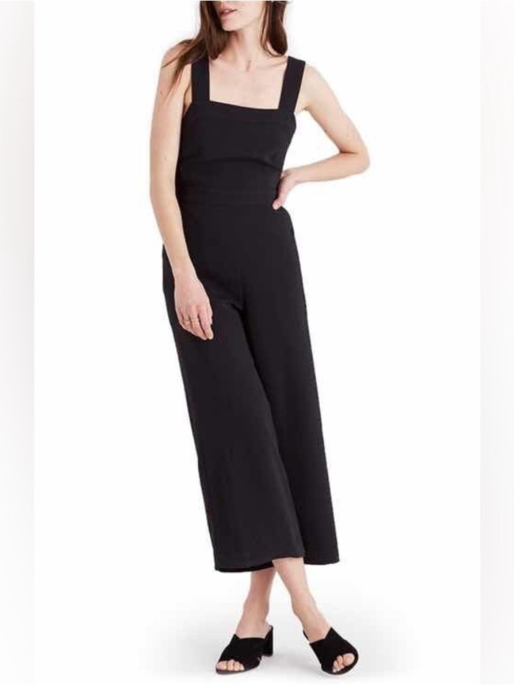Madewell Black Open Back Tie Wide Leg Jumpsuit with Pockets - Size 6